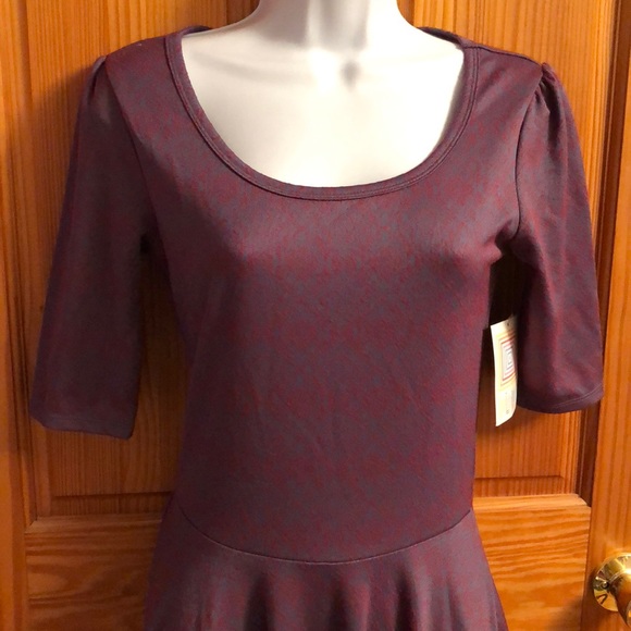 LuLaroe Red and Gray pattern Dress - Picture 2 of 7